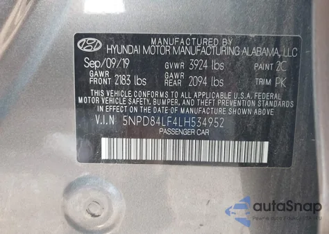 2020 Hyundai Elantra Sel из США, поврежденный, VIN 5NPD84LF4LH534952